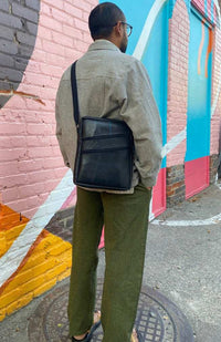 Recycled Rubber Crossbody Bag w Diagonal Front Pockets