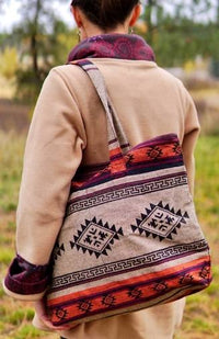 cotton block print tote bag fair trade nepal