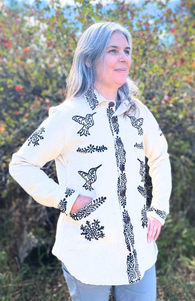 Cotton blockprinted jacket fair trade Nepal