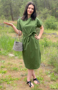 Cotton Dress with Tie