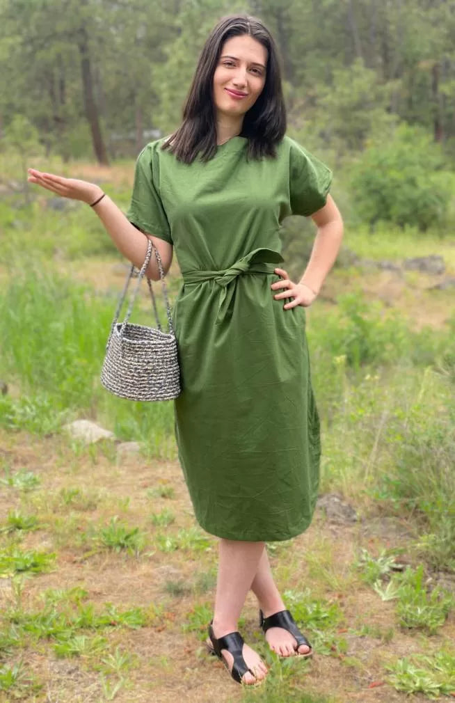 Cotton Dress with Tie
