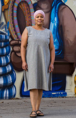 Cotton Sleeveless Dress with Tie
