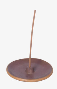 mauve glazed ceramic stick incense holder