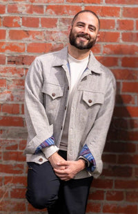 light weight cotton jacket with striped lining