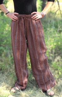 Textured Stripe Wide Leg Cotton Pant