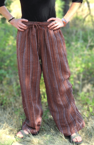 Textured Stripe Wide Leg Cotton Pant