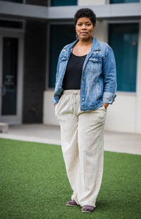 Hand Crafted Wide Leg Cotton Pant w/ Elastic Waist