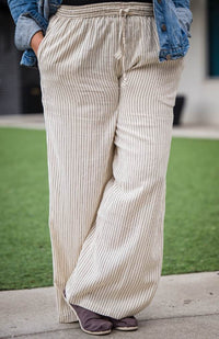 Hand Crafted Wide Leg Cotton Pant w/ Elastic Waist