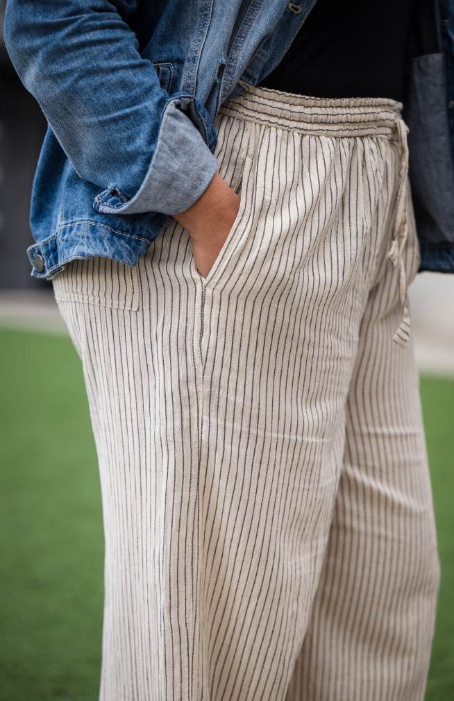 Hand Crafted Wide Leg Cotton Pant w/ Elastic Waist