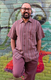 Handcrafted Short Sleeve Textured Cotton Button Down Shirt