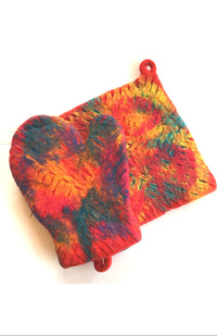 Hand Crafted Felt Potholder w Loop, Assorted Designs