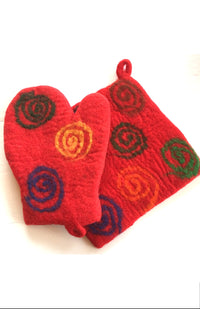 Hand Crafted Felt Potholder w Loop, Assorted Designs