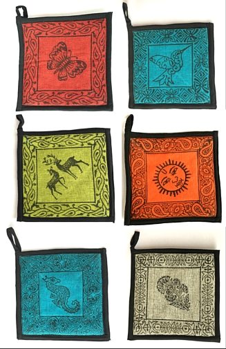 Hand Block-Printed Cotton Pot Holder
