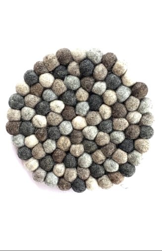 Hand Crafted Round Felt Ball Trivet, Assorted Color Options