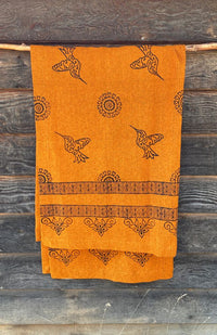 hand spun, hand block-printed cotton throw blanket in assorted colors and designs. Handmade in Nepal