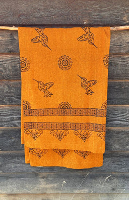 hand spun, hand block-printed cotton throw blanket in assorted colors and designs. Handmade in Nepal