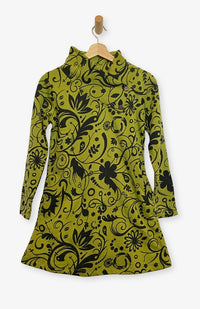 Handcrafted Cotton Fleece Pullover Jacket with Floral Silk Screen Print, Handmade by Artisans in Nepal. Fair Trade.