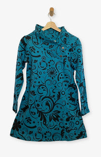 Handcrafted Cotton Fleece Pullover Jacket with Floral Silk Screen Print, Handmade by Artisans in Nepal. Fair Trade.