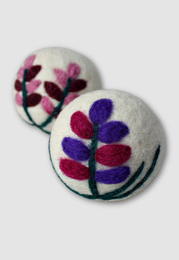 dryer balls embroidered flower felt fair trade nepal