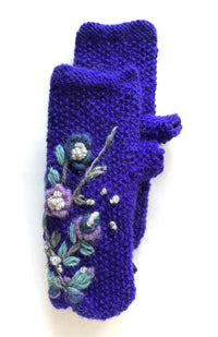 wool embroidered fingerless glove fair trade nepal