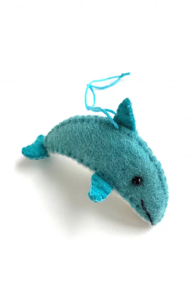 felt dolphin ornament fair trade nepal