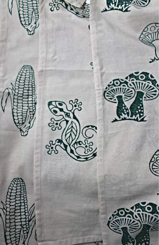 cotton block print dishtowel fair trade nepal