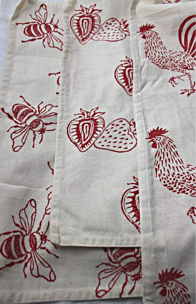cotton block print dishtowel fair trade nepal