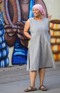 Cotton Sleeveless Dress with Tie