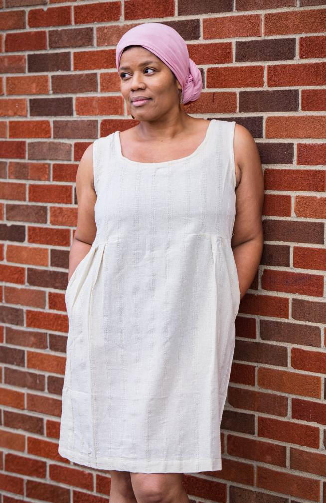 Cotton Sleeveless Smock Dress, Textured Fabric