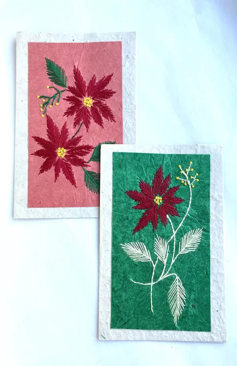 lokta card embroidered fair trade nepal