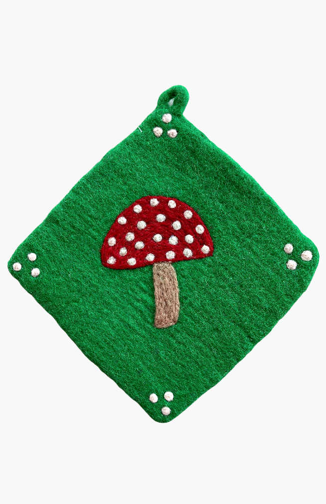 felt embroidered potholder fair trade nepal