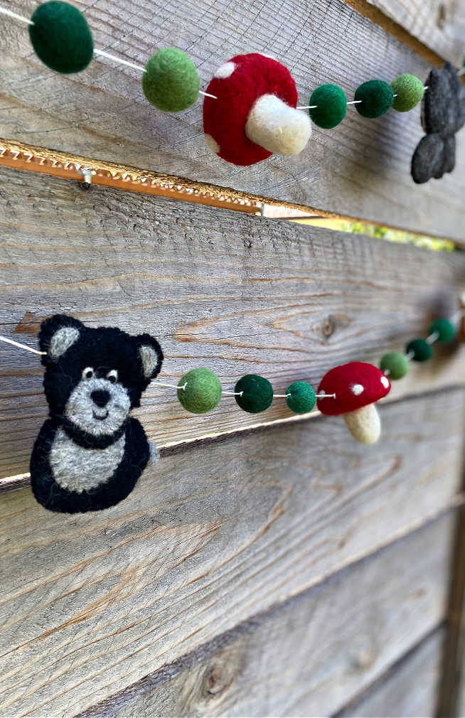 felted wool animal garland fair trade nepal