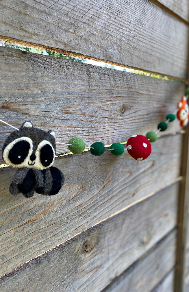 felted wool animal garland fair trade nepal