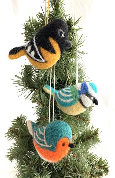 felt bird ornament fair trade nepal