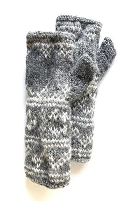 wool nordic design fingerless glove fair trade nepal