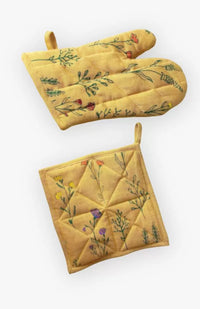Floral Screen Printed, Quilted, Cotton Potholder