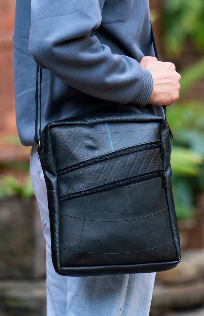 recycled rubber tire cross body purse