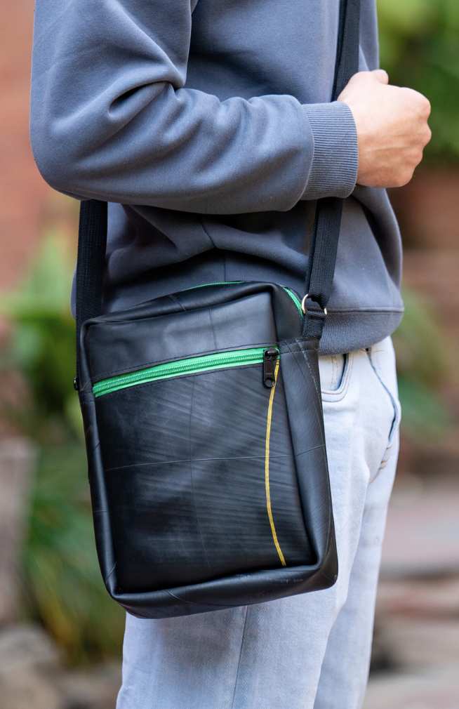 recycled rubber tire bag fair trade Nepal