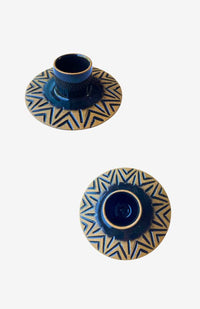round taper candle holder stamped mountain design