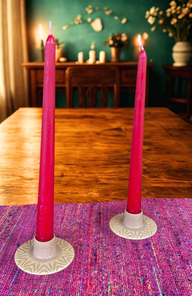 ceramic tapered candle holder round