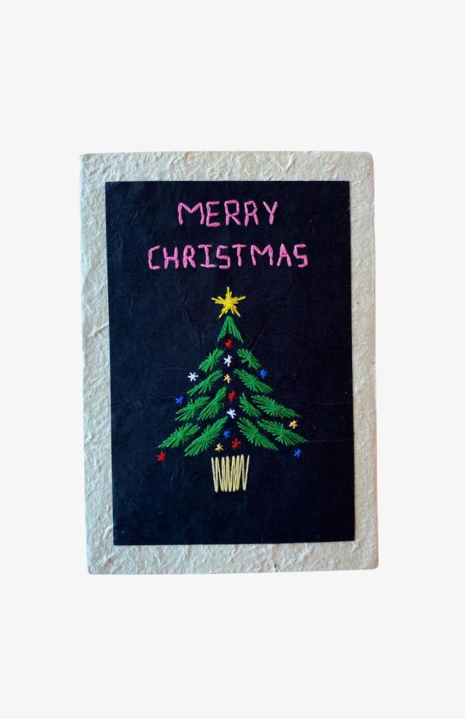 Embroidered Merry Christmas Card