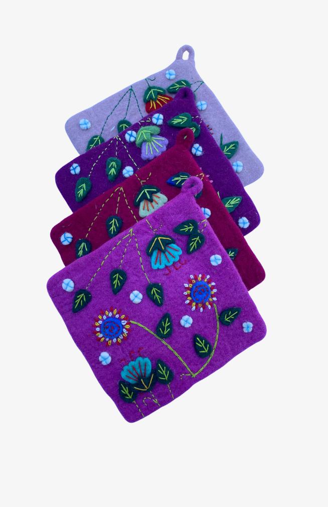 Nepal Embroidered Felt Potholder