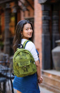 heavy cotton block print backpack