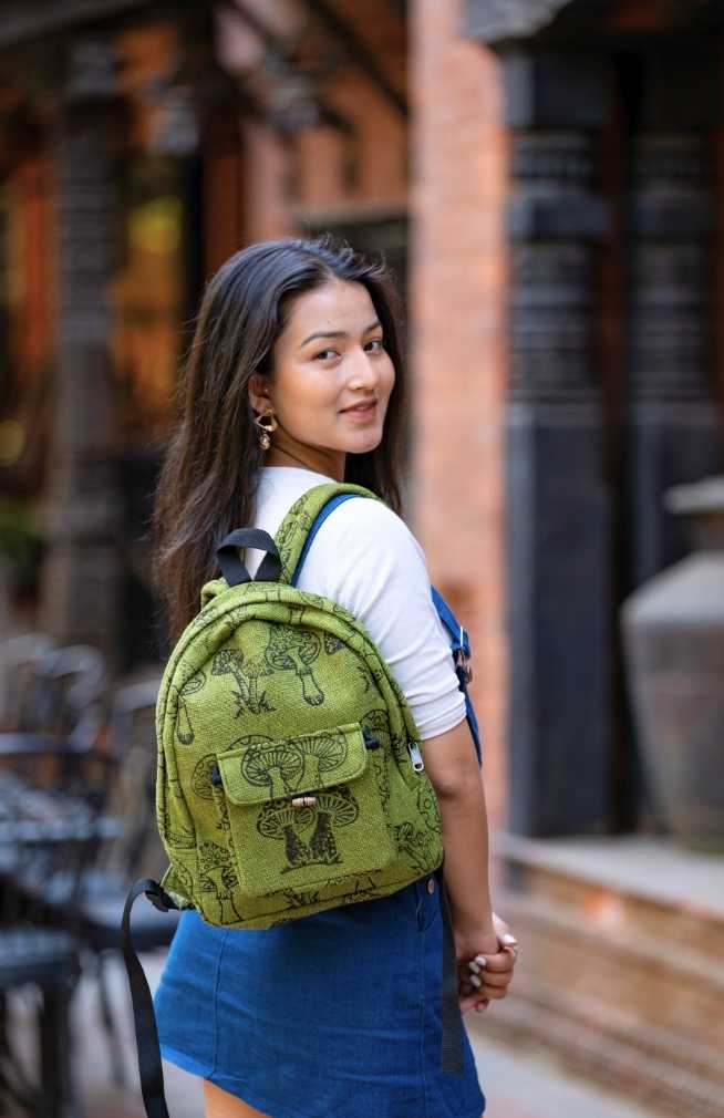 heavy cotton block print backpack