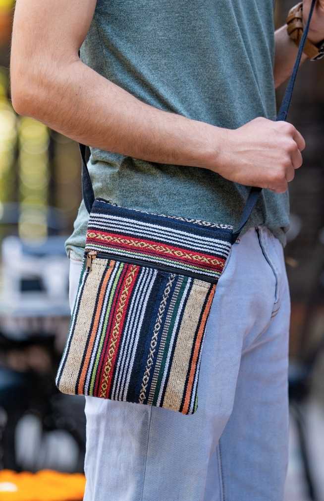 gyari cotton passport bag with five zippered pockets