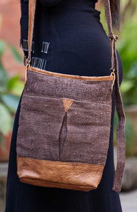 leather and hemp purse fair trade nepal