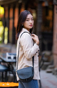 recycled rubber half moon purse