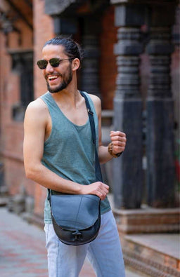 cross body rubber bag with front flap