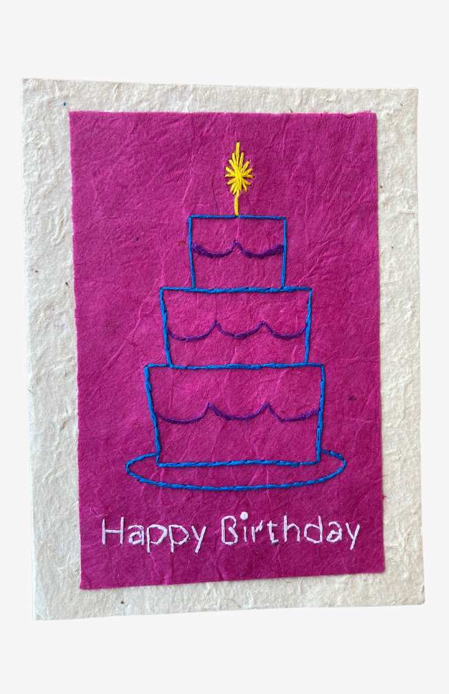 hand embroidered happy birthday card