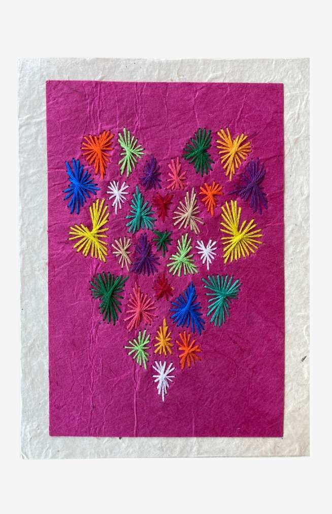 hand embroidered heart greeting card tree free paper